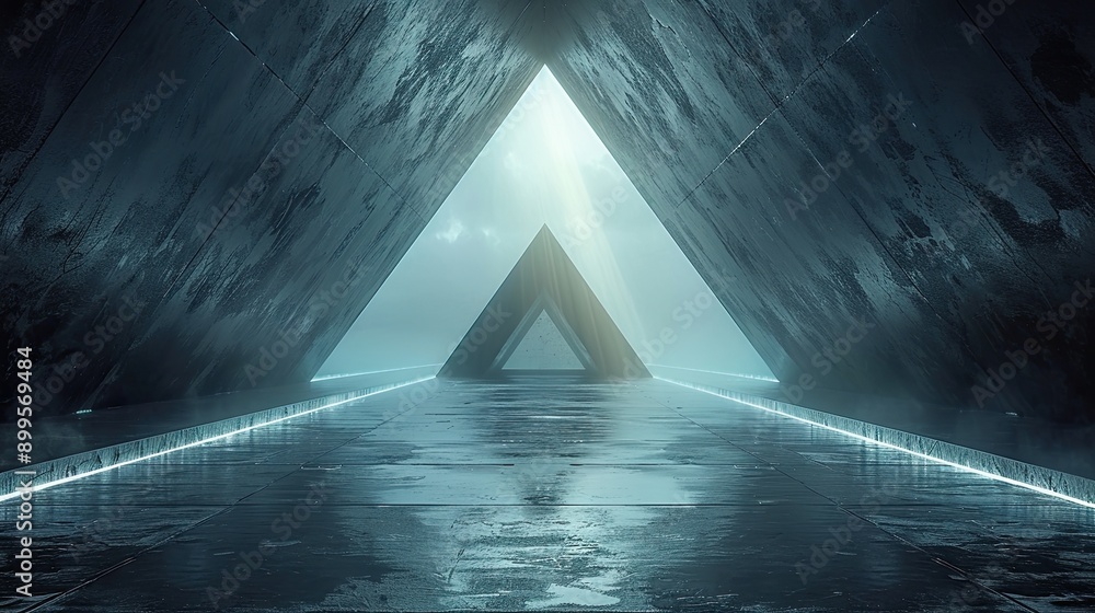 Aufkleber Hopeful Vision of a Sustainable Energy Future in a Triangular Structure Illuminated by Soft Light