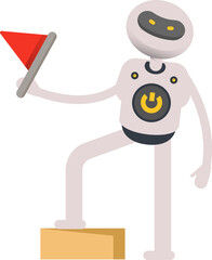 Robot Character Holding Flag
