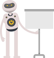 Robot Character Presenting Whiteboard
