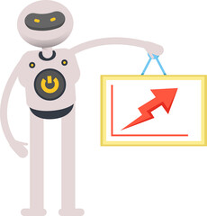 Robot Character Holding Arrow Chart
