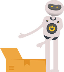 Robot Character Opening Box
