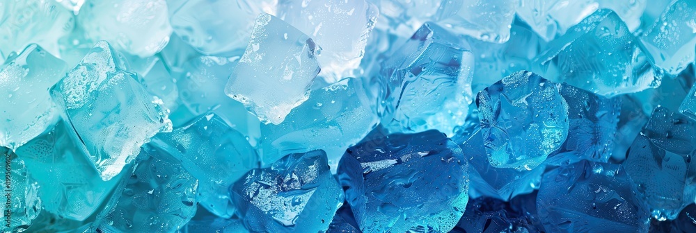 Aufkleber Abstract Depiction of Ice Cubes With a Gradual Blue Gradient Background