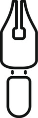 Simple line icon of a fountain pen nib with an ink reservoir, evoking creativity and writing