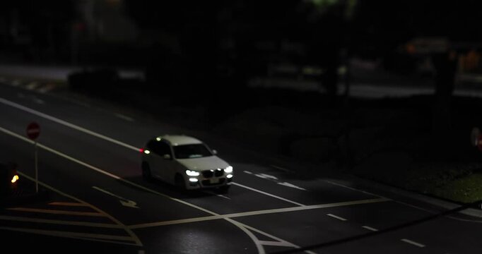 A night miniature traffic jam at the downtown street in Takashimadaira Tokyo