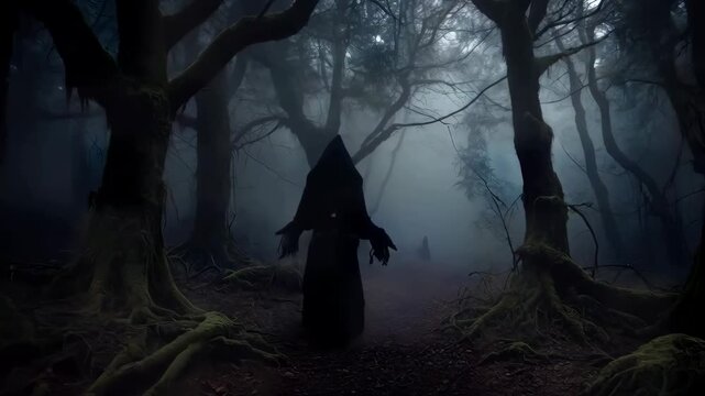 ghost in a haunted forest