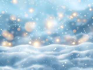 Snow background with bokeh lights and snowdrifts