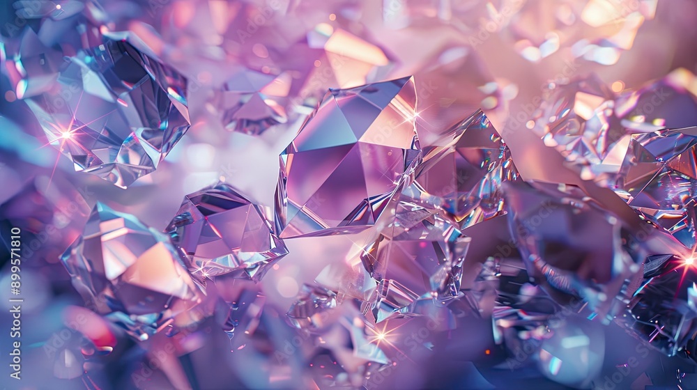 Aufkleber Radiant Shimmering Crystals Displaying Intricate Patterns of Light in a Softly Lit Environment