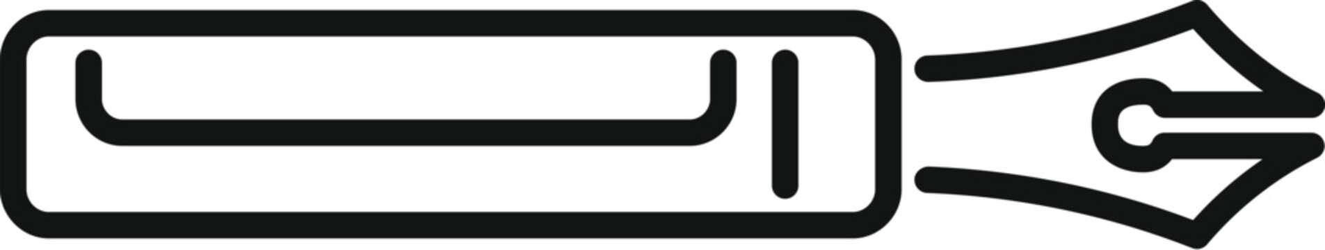 recommend clip art: Black outline icon representing an ink pen nib, a tool used for writing, drawing, and calligraphy