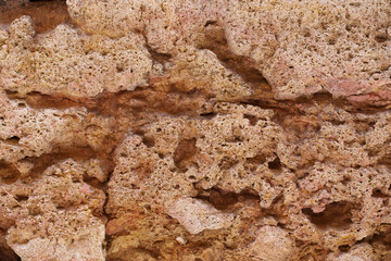 Close-Up Of Unique Textured Stone Surface In Tarragona