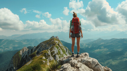 hiker on top of mountain