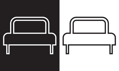 Bed vector icon set. bedroom or hotel double bed line icon for Ui designs. isolated on white and black background.  Vector illustration. EPS 10
