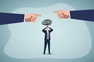 Different business strategy.Opposite instruction make employee confused. Different business directions or team conflict, opposite decision, contrast or disagreement concept.