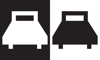 Bed vector icon set. bedroom or hotel double bed line icon for Ui designs. isolated on white and black background.  Vector illustration. EPS 10