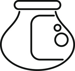 Line art icon of a laboratory flask used for chemical reactions