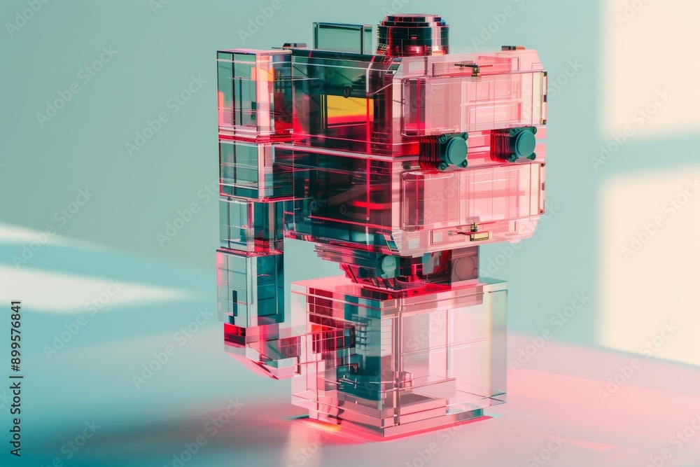 Poster abstract digital art of a colorful geometric structure symbolizing creativity innovation and modern 