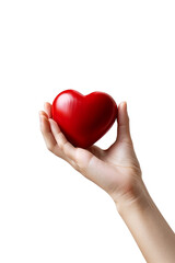 Obraz premium 3D hand holding heart icon alone on transparent background