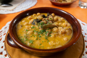 Chickpea and mushroom soup