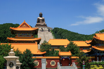 Dunhua, China, Giant Buddha and Zhengjue Temple in Luidingshan Mount
