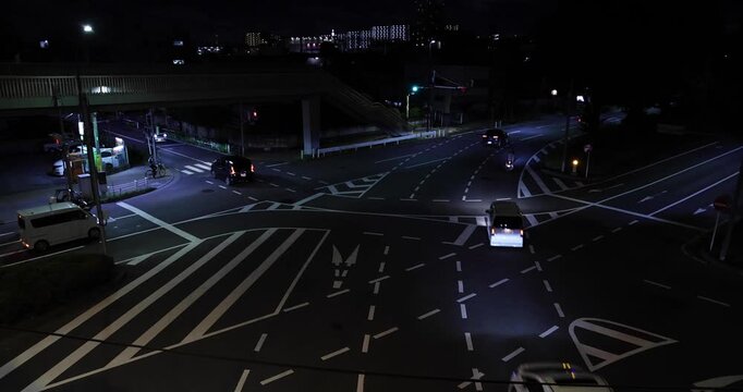 A night traffic jam at the downtown street in Takashimadaira Tokyo