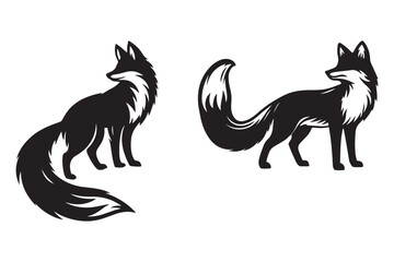 Fototapeta premium fox silhouette style vector illustration art isolated on transparent background - Generative AI