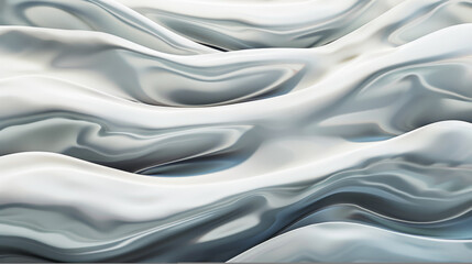 Obraz premium Smooth, undulating white marble art installation with flowing contours and soft shadows, evoking a sense of calm and modern elegance.