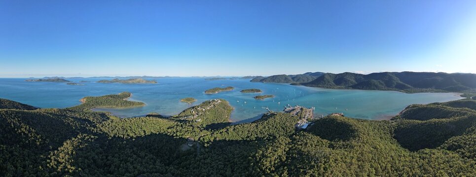 Aerial panarama of Shute Harbour Queensland Australia