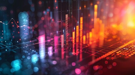 Abstract Digital Data Visualization with Vibrant Colors