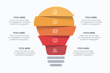 Vector idea light bulb infographic template for growth diagram, graph, presentation, chart. Business startup idea lamp concept with 5 options