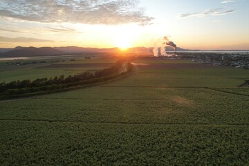 Fototapeta premium Aerial sunrise of Proserpine Queensland Australia