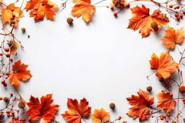 Autumn-inspired border on blank canvas featuring area for your message or artwork