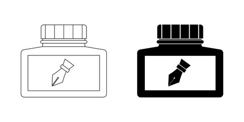 Fountain pen ink bottle icon set