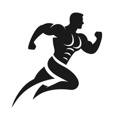 Clean Black and white vector silhouette of a Gym Bodybuilder on white background