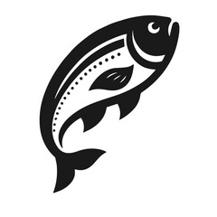Clean Black and white vector silhouette of a Fish on white background