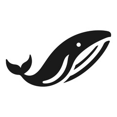 Clean Black and white vector silhouette of a Whale on white background