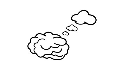 Human brain cloud , black isolated silhouette