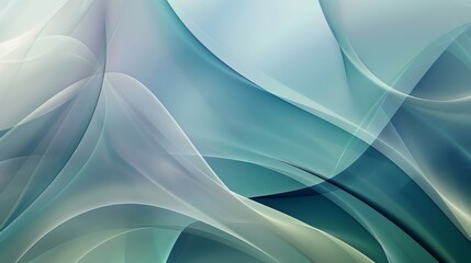 Design an abstract visual with repetitive patterns and smooth curves, using a soothing color palette of blues and greens. Include gentle gradients and soft transitions to create a calming effect.