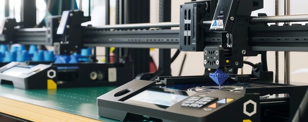 Close-up of a 3D printer head, showing intricate details.