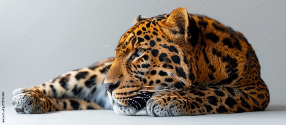 Poster close-up portrait of a resting leopard