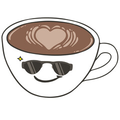 cool black sunglasses coffee cup cartoon