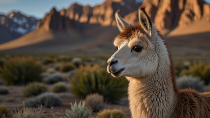 Fototapeta premium Llama in a Mountain Landscape