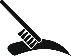 Black silhouette icon of a cleaning brush scrubbing a surface, representing household chores and hygiene