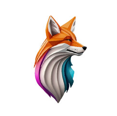 Obraz premium Fox Logo, 3d Fox logo, Fox hed