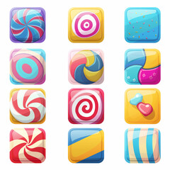 Asset of candy for UI game element, slot game element, video game isolation, Illustration