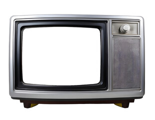 old vintage silver tv 1980s 1990s 2000s with white screen