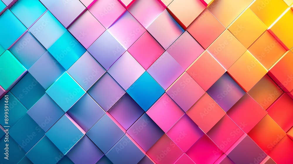 Poster a checkered pattern of colorful squares.