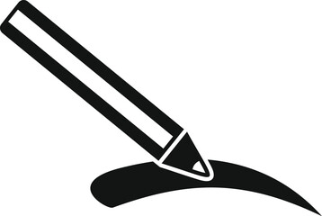 Black icon of an eyebrow pencil drawing a perfect eyebrow shape