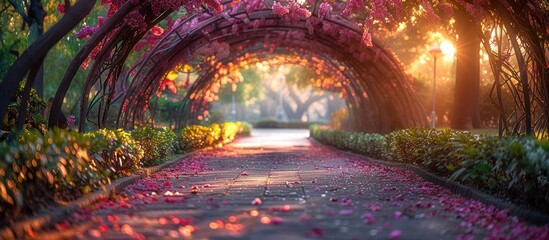 A Pathway Through a Floral Archway
