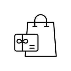 Gift card outline icons, minimalist vector illustration ,simple transparent graphic element .Isolated on white background