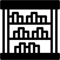 Library, Bookcase, Furniture And Household, Bookshelf, Storage, Education Icon