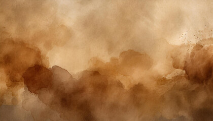 Abstract Earthy Brown Watercolor Texture Background. Vintage Stained Parchment with Subtle Cloud-Like Patterns and Organic Blotches